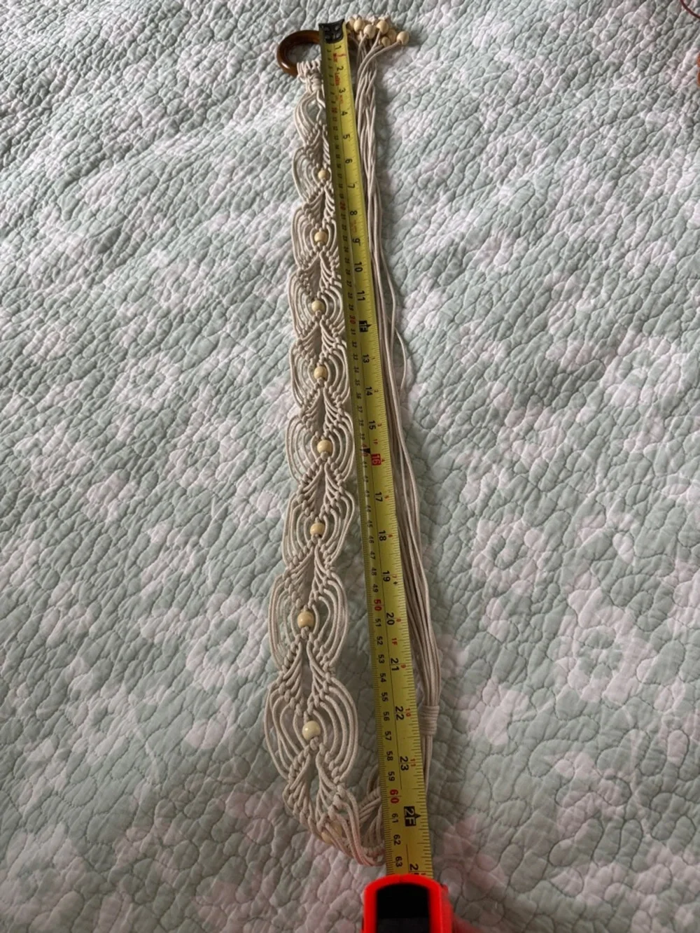 Boho Macrame Cream Waist Belt with Wooden Beads